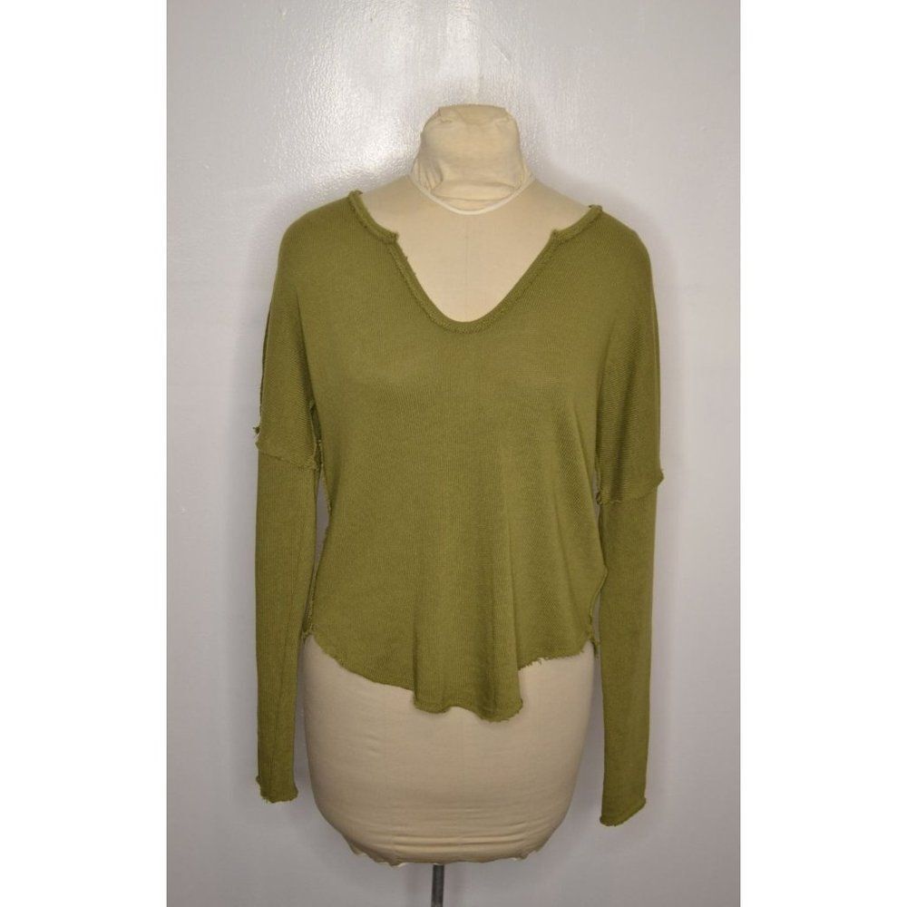 Free People We The Free Women's Large Green Long Sleeve Lightweight Sweater
